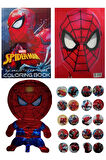Spıderman Temalı Boyama Kitabı 20'Li Stickerlı Arka Kapak Kesilerek Maskeli & Spıderman Folyo Balon