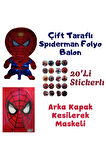 Spıderman Temalı Boyama Kitabı 20'Li Stickerlı Arka Kapak Kesilerek Maskeli & Spıderman Folyo Balon