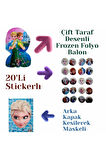 Frozen Boyama Kitabı 20 Stickerlı Arka Kapak Kesilerek Maskeli & Çift Taraflı Frozen Folyo Balon