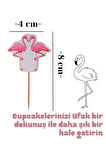 Flamingo Temalı Doğum Günü Cupcake & Pasta Süsleme Kürdanı Flamingo 16 Adet 4 cm