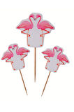Flamingo Temalı Doğum Günü Cupcake & Pasta Süsleme Kürdanı Flamingo 16 Adet 4 cm