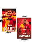 Sticker Yapıştırma Football Çıkartmaları (8 Adet 4* 6 cm) & (2 Adet 8*12 cm) Sarı Kırmızı Yapıştırma