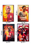 Sticker Yapıştırma Football Çıkartmaları (8 Adet 4* 6 cm) & (2 Adet 8*12 cm) Sarı Kırmızı Yapıştırma