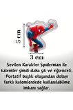 Spıderman Örümcek Adam Resimli Siyah Kurşun Kalem & Spıderman Kalem Başlığı (Portatif Başlık)2 Parça