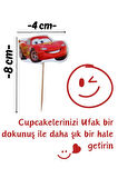 Cars Temalı Doğum Günü Cupcake & Pasta Süsleme Kürdanı Arabalar Kürdan Şimşek McQueen 16 Adet 4 cm