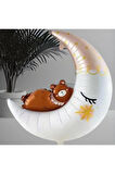 Ayıcıklı Ay,Ayda Uyuyan Sevimli Ayıcık Ay Dede Folyo Balon Doğum Günü Parti Baby Shower 86*76cm