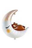 Ayıcıklı Ay,Ayda Uyuyan Sevimli Ayıcık Ay Dede Folyo Balon Doğum Günü Parti Baby Shower 86*76cm