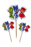  PJ Maskeliler Temalı Doğum Günü Cupcake & Pasta Süsleme Kürdanı Pj Masks 16 Adet 4 cm