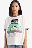 Kız Çocuk Star Wars-Mandalorian Relax Fit Bisiklet Yaka Ribana Kısa Kollu Tişört