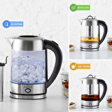 Karaca Cam Inox Bitki Çayı Makinesi Ve Su Isıtıcı Kettle 2202,led, Yüksek Borosilikat Gövde