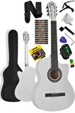 Midex CG-395WH Beyaz Renk Kesik Klasik Gitar 4/4 Yetişkin Boy Sap Ayarlı Full Set
