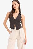 DeFacto Coool Slim Fit Dar Kesim Düğmeli Triko Yelek	 D3584AX25SPBN477