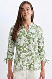 DeFacto Regular Fit Apaş Yaka Desenli Terry Cotton Yarım Kollu Gömlek D4628AX24HSGN994