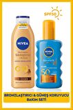 Nivea Sun Koruma Bronzluk Güneş Spreyi 200ml Ve Q10 Sıkılaştırıcı Bronzlaştırıcı Losyon 200ml,çanta Hediye