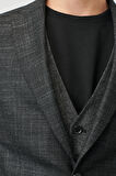 Erkek Siyah Slim Fit Dar Kesim Kırlangıç Yaka Desenli Yelekli Takım Elbise
