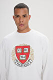 Oversize Fit Bol Kesim Harvard Lisanslı Pamuklu Bisiklet Yaka Sweatshirt