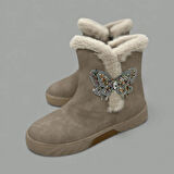  KIZ ÇOCUK KELEBEK FİGÜR BEJ RENK KAYMAZ TABAN BOT