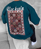 2 İPLİK LİKRALI OVERSIZE TİŞÖRT - KİLİM DESENLİ OVERSIZE T-SHIRT YENİ SEZON