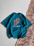 2 İPLİK LİKRALI OVERSIZE TİŞÖRT - KİLİM DESENLİ OVERSIZE T-SHIRT YENİ SEZON