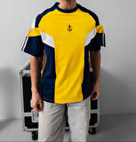 SARI LACİVERT BEYAZ FİGÜRLÜ TİŞÖRT - SARI LACİVERT t-shirt