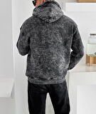 KAPŞONLU FERMUARLI HIRKA - YIKAMALI PENYE ŞARDONLU OVERSIZE HIRKA