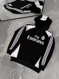 SİYAH BEYAZ OVERSİZE KAPŞONLU SWEAT MADRİD