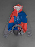 W ARMALI OVERSIZE ŞARDONLU SWEATSHIRT - ÇİFT RENK KAPÜŞONLU KALİTEİL SWEAT