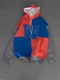 W ARMALI OVERSIZE ŞARDONLU SWEATSHIRT - ÇİFT RENK KAPÜŞONLU KALİTEİL SWEAT