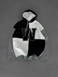 W ARMALI OVERSIZE ŞARDONLU SWEATSHIRT - ÇİFT RENK KAPÜŞONLU KALİTEİL SWEAT