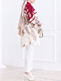 OVERSIZE VİSKON TUNİK GÖMLEK - OVAL KESİM DESENLİ ÇİÇEKLİ GÖMLEK