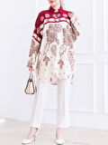 OVERSIZE VİSKON TUNİK GÖMLEK - OVAL KESİM DESENLİ ÇİÇEKLİ GÖMLEK