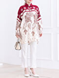 OVERSIZE VİSKON TUNİK GÖMLEK - OVAL KESİM DESENLİ ÇİÇEKLİ GÖMLEK