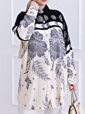OVERSIZE VİSKON TUNİK GÖMLEK - OVAL KESİM DESENLİ ÇİÇEKLİ GÖMLEK