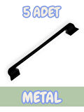 Beta Düz Siyah Alüminyum Metal Lüks Modern Mobilya Çekmece Mutfak Dolabı Kulpu 160mm-192mm (5 Adet)