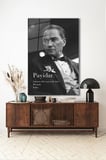 Atatürk Özel Tasarım Siyah Beyaz Dikey Cam Tablo