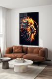 İhtişamlı Aslan Portre 2 Modern Dikey Cam Tablo