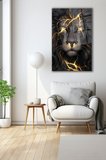 Aslan Dikey Cam Tablo Ev Ofis Salon Duvar Dekoru, Hediyelik Büyük Tablo