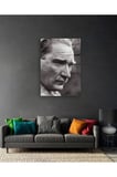Siyah Beyaz Atatürk Portresi Cam Tablo