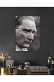 Siyah Beyaz Atatürk Portresi Cam Tablo