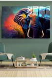 Colorful Elephant Cam Tablo, Dekoratif Cam Tablo