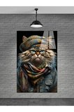 TATLI KORSAN KEDİ CAM TABLOSU