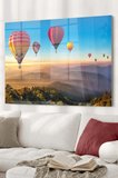Uçan Renkli Balonlar | Manzara Temalı Temalı Modern Uv Dijital Baskı Dekoratif Cam Tablo | 50x70 Cm