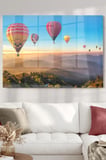 Uçan Renkli Balonlar | Manzara Temalı Temalı Modern Uv Dijital Baskı Dekoratif Cam Tablo | 50x70 Cm
