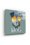 Gözlüklü Köpek Cam Tablo No:2027 | Hediyelik, Dekoratif, Ofis, Mutfak