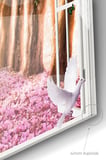 Pembe Ağaçlı Yol | Doğa Temalı Temalı Modern Uv Dijital Baskı Dekoratif Cam Tablo | 50x70 Cm