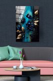 Abstract Flowers Cam Tablo, Dekoratif Cam Tablo