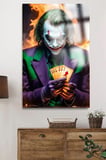 JOKER HARİKA KARTLI TASARIM KIRILMAZ LÜKS CAM TABLO ULTRA CANLI RENKLER EV, İŞ YERİ, OFİS HEDİYESİ