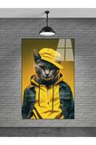 SARI KAPŞONLU KEDİ CAM TABLO