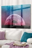 Galaksi Ve Ağaç Temalı | Manzara Temalı Cam Tablo | 50x70 Cm