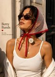 Betty Bands Kırmızı Puantiyeli Tül Bandana Transparan Üçgen Bandana Bağlamalı Saç Aksesuarı Vintage Kadın Bandanası